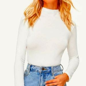 White mockneck top